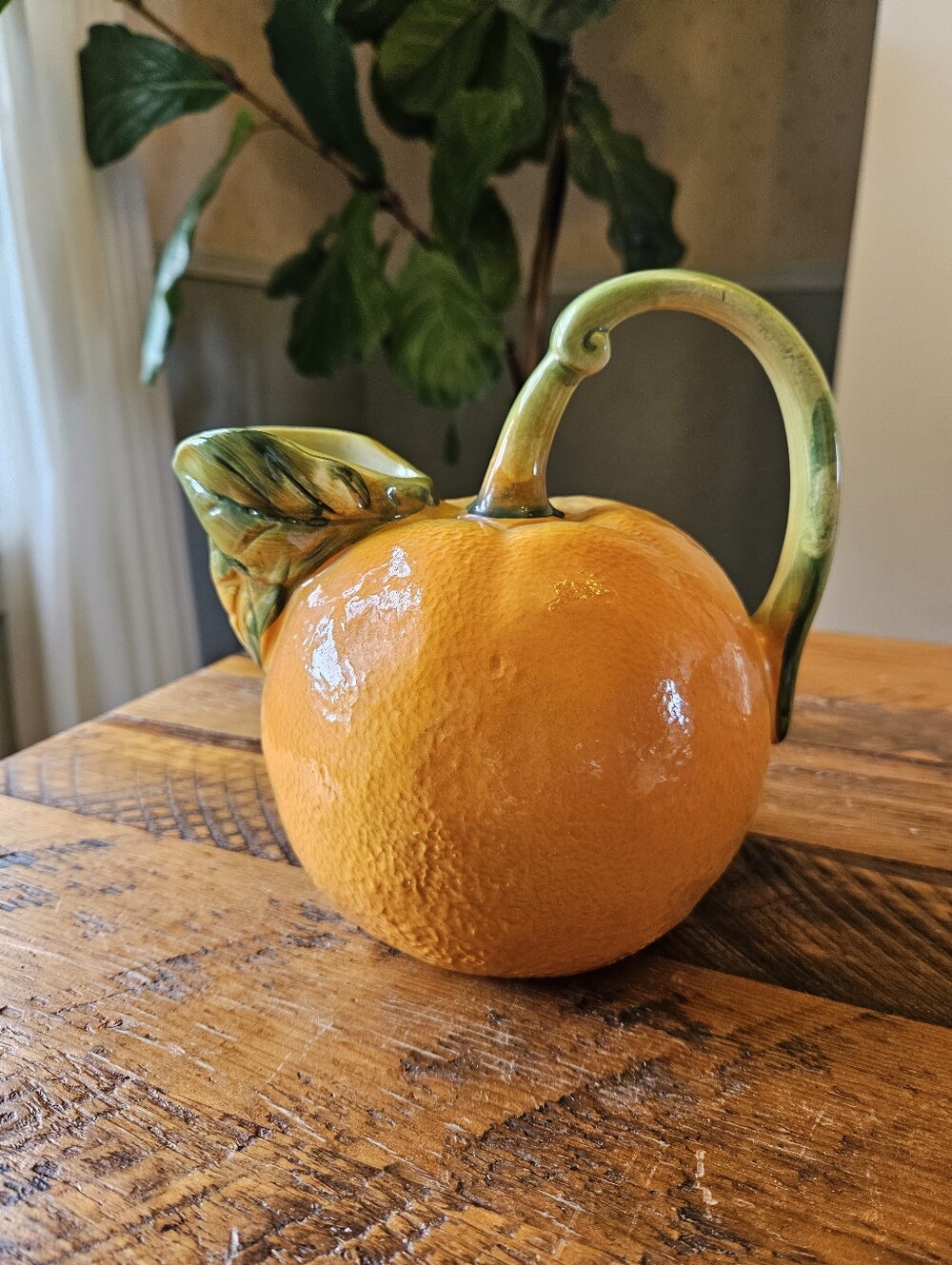 Vintage Ceramic Orange Pitcher/Vase